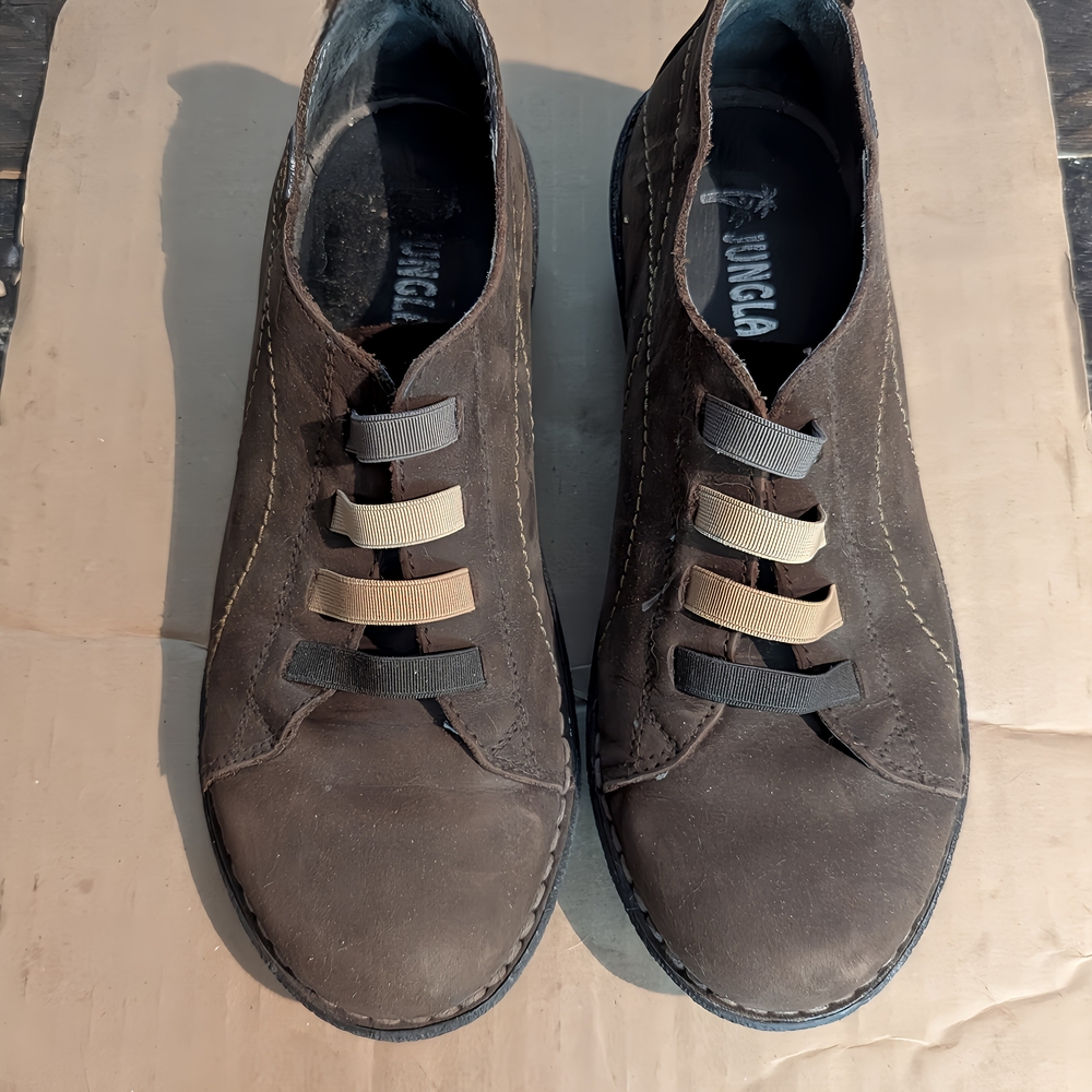 Brown and Black Sneakers with Lace-Up Design